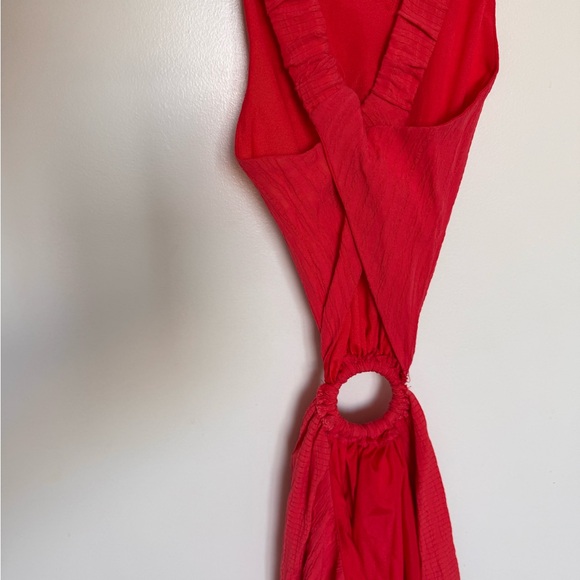 HYFVE Red Cut Out Ring Accent Midi Halter Sleeveless Dress Size S - Picture 7 of 7